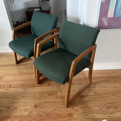 Beautiful green HON oak chairs 
