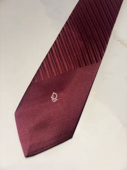Vintage Christian Dior men's burgundy striped polyester neck tie