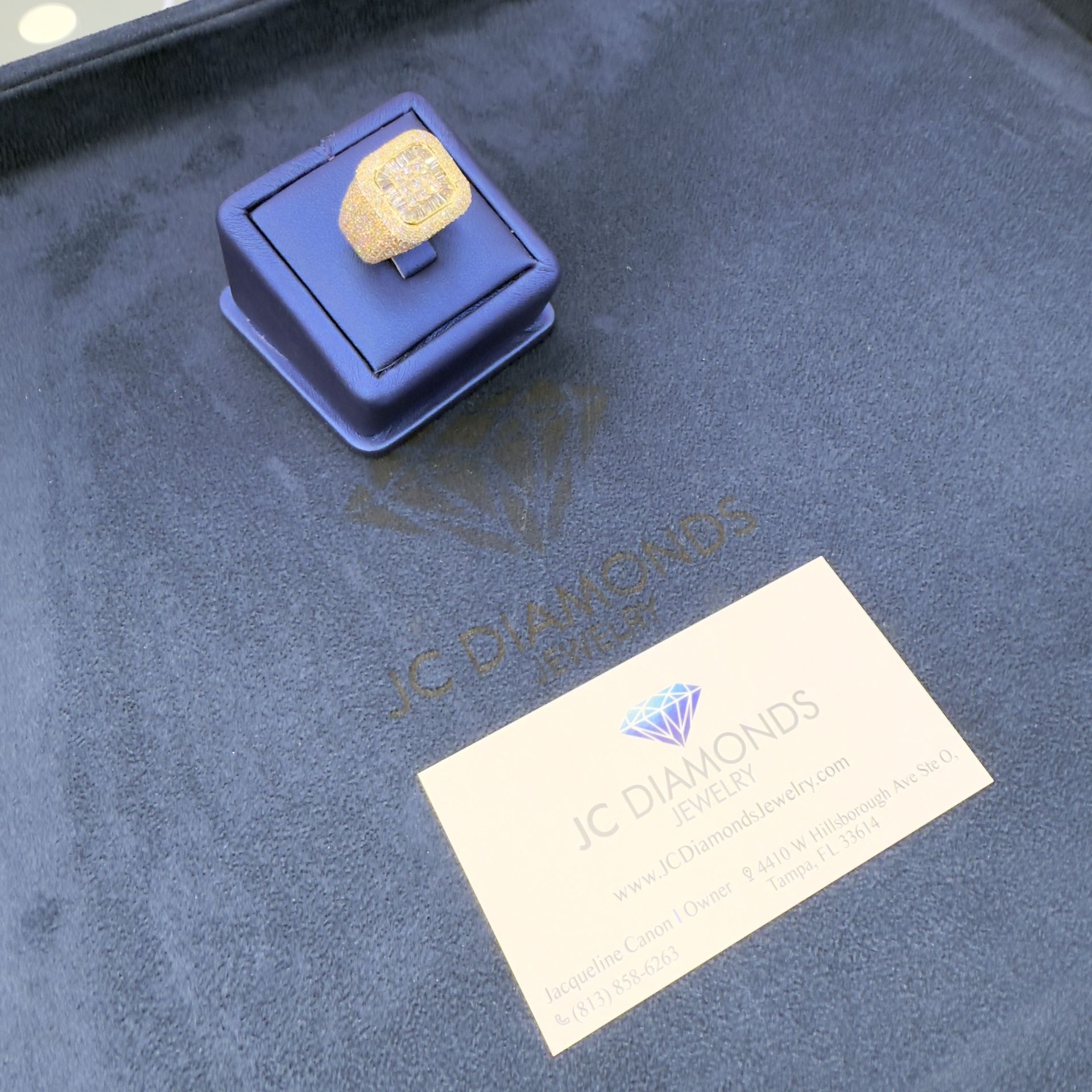 Ring Square Shape Diamonds Real Gold 10k