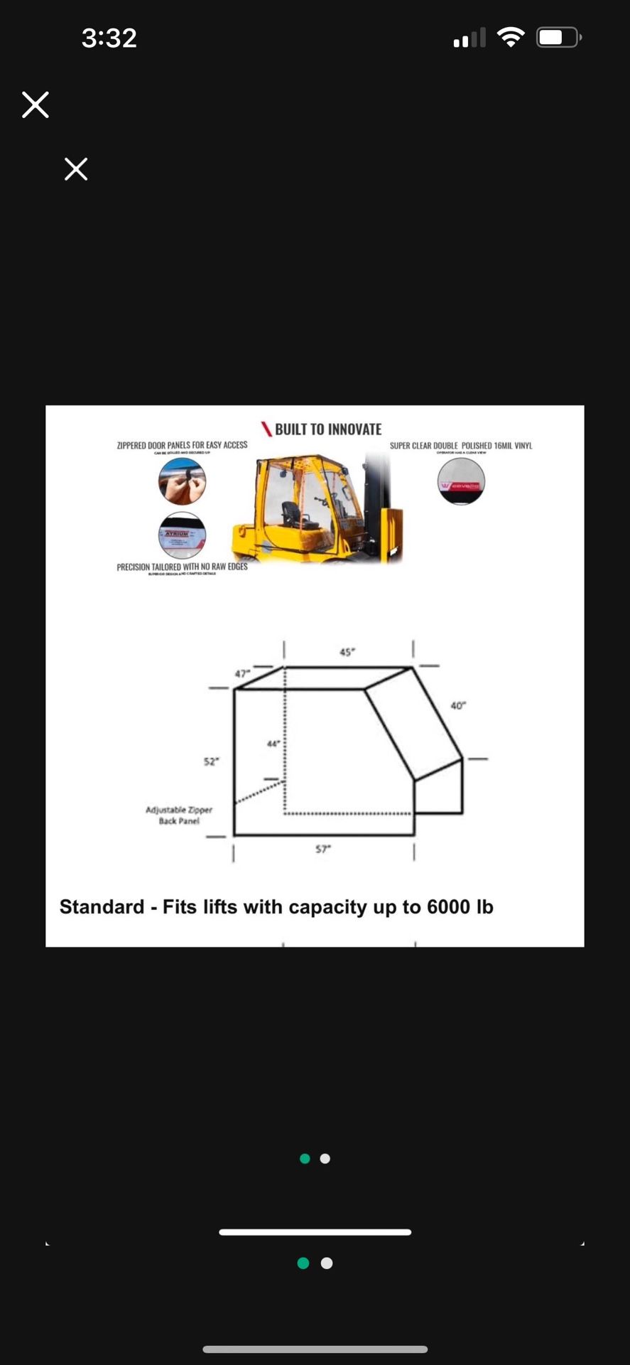 Forklif enclosure COVER super clear