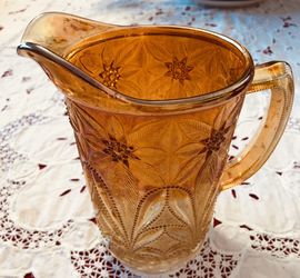 Antique 1910 Marigold Carnival Glass Pitcher.
