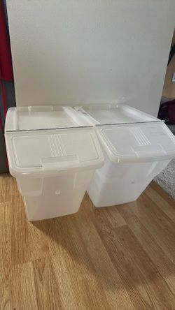 Sunnyray, 2 pcs., Rice storage container, Transparent bucket for pet food, container for dog food, birds, cats, Organizer for cereal, box for dry baki