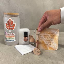 Inspirational Gift Set with Glass Cup and Keychain