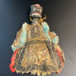 Antique Chinese Opera Doll Puppet Handmade Hand Carved 17" Devil Mogui Demon   Item is being sold as is as pictured does have flaws.   Estate find, tr
