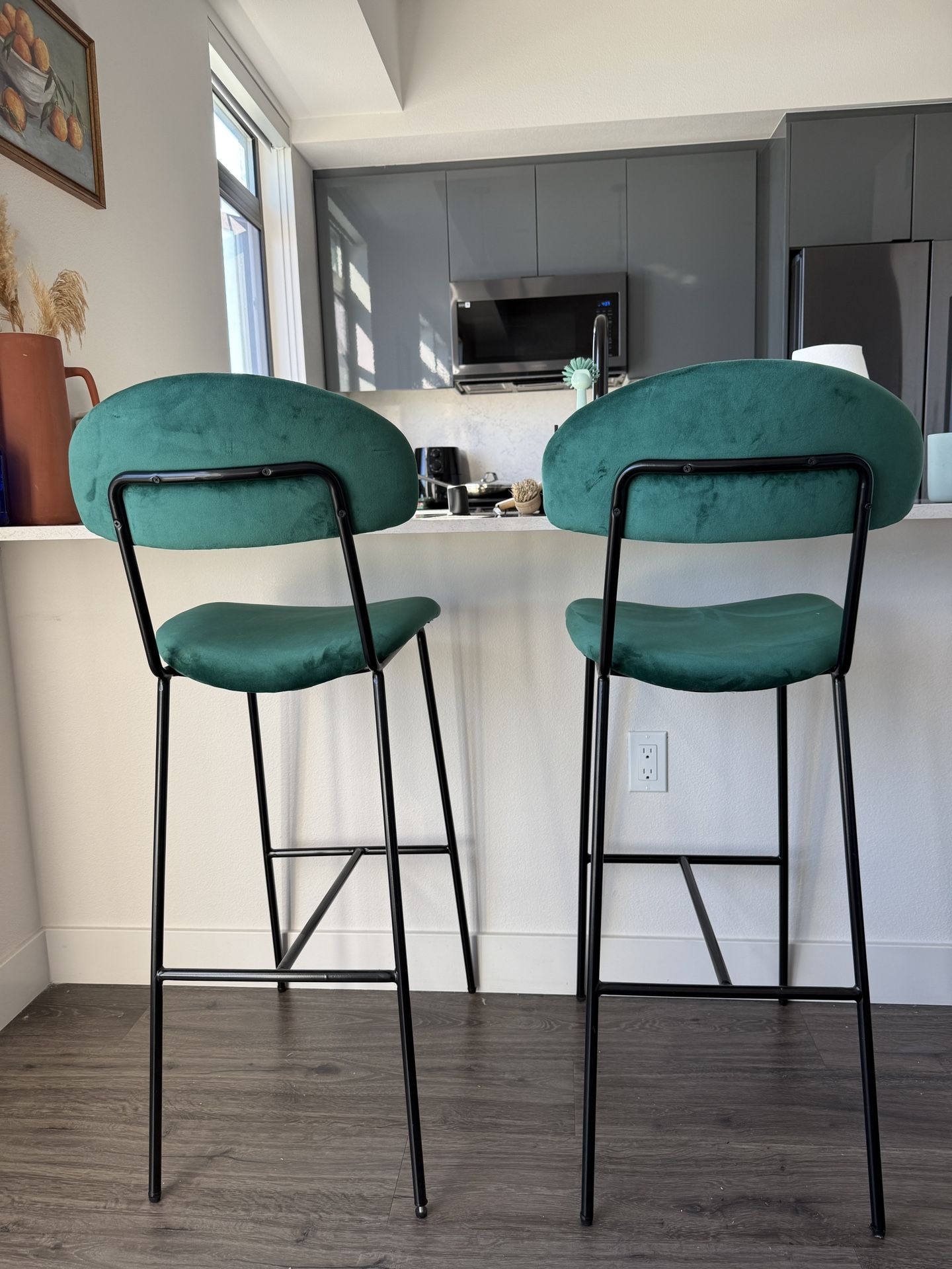 Gorgeous Emerald Bar Stools (2)