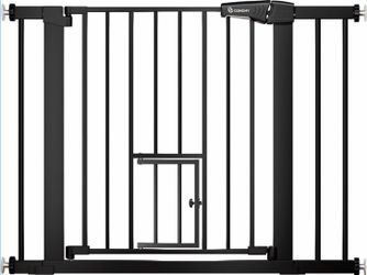 COMOMY Auto Close Pet Gate with Cat Door, 29.5"-40.5"