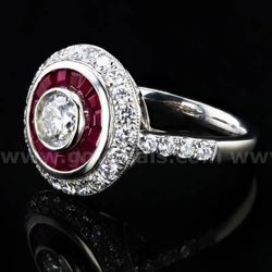 Sheffield & Sons Platinum Halo Ring Diamond Ruby Size 7
