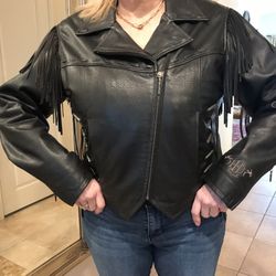 Harley Davidson authentic leather women’s fringed jacket