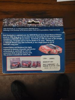 Dale Earnhardt JR Budwoeser Car Playing Cards In Collectable Tin Thumbnail