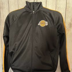 Mens Medium Black/Yellow Los Angeles LA Lakers NBA Basketball Zipper Up Track Jacket