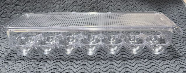 Clear Plastic Egg Holder for Refrigerator (Holds 14 Eggs), Made for Refrigerator Egg Storage