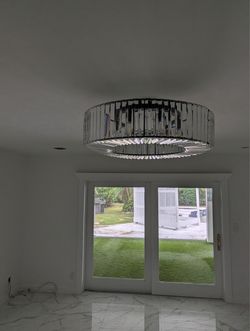 Modern Crystal Ring Chandelier 33” LED Flush Mount Ceiling Light – Luxury Contemporary Fixture
