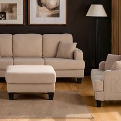 Brand New Beige Sofa & Loveseat + Ottoman 