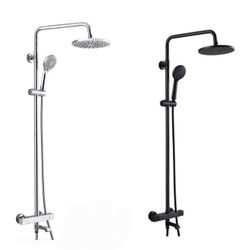 3 Function Wall Mount Adjustable Handheld Sprayer & Tub Spout Bathroom Combo Set, Chrome or Black 