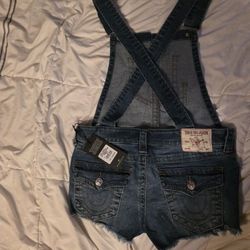 New True Religion Bibbed Shorts Size 26