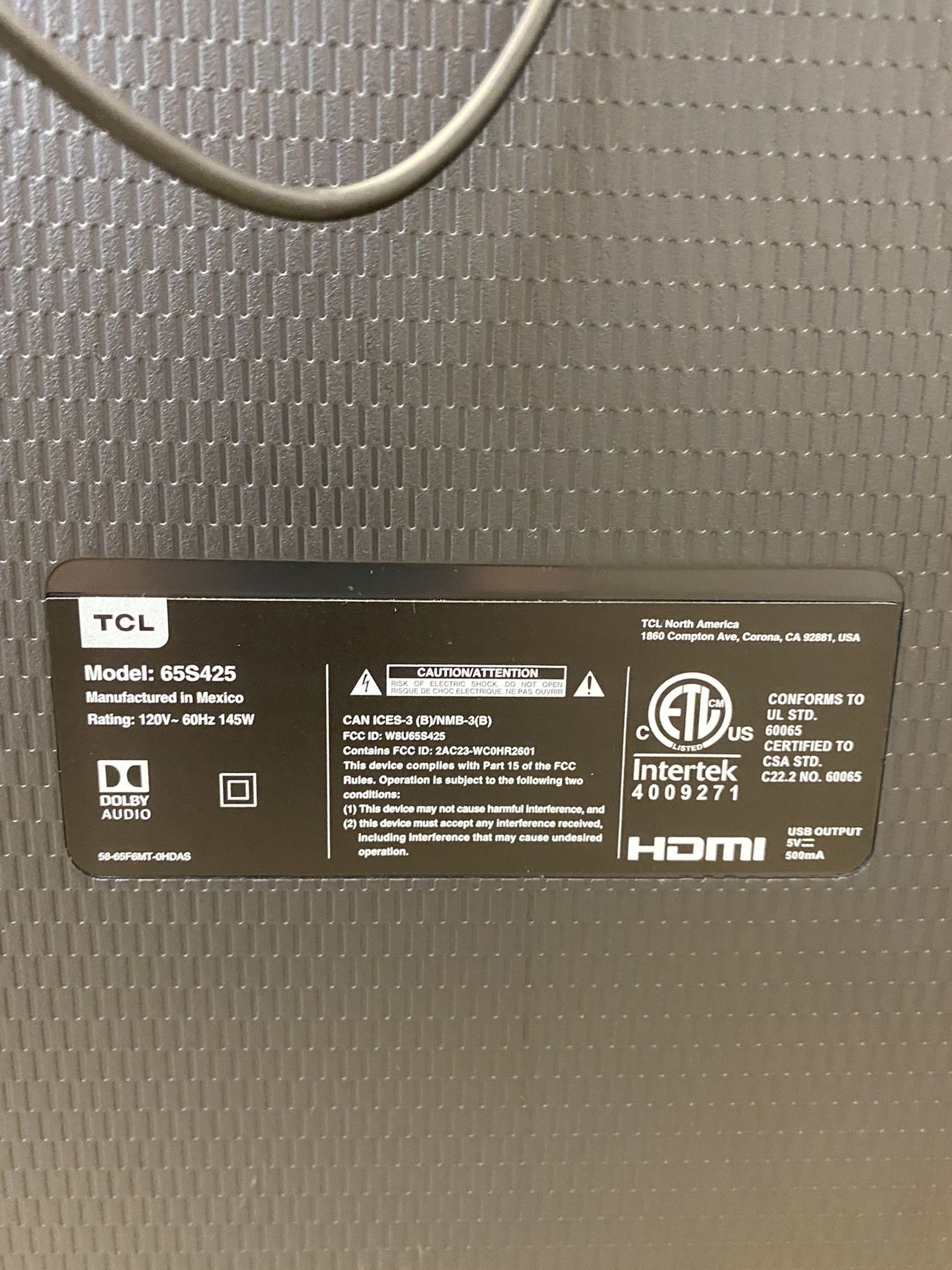 TCL TV 65S425 Very Good Condition Electronics & Media