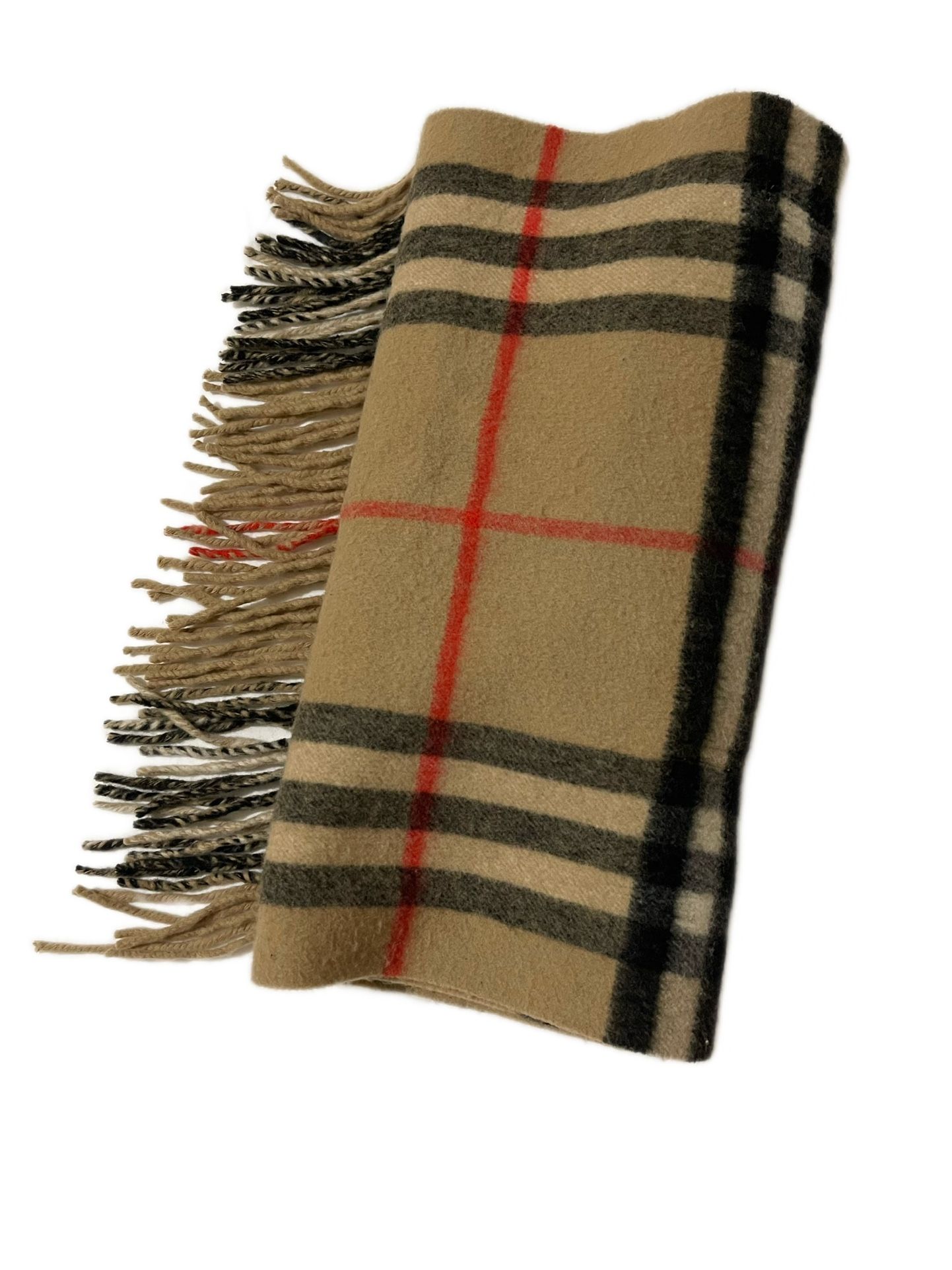 Burberry Beige Check Wool Cashmere Pocket Wrap Scarf Shawl