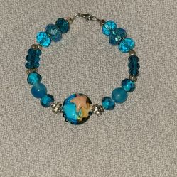 BLUE BEADED BEACH BRACELET