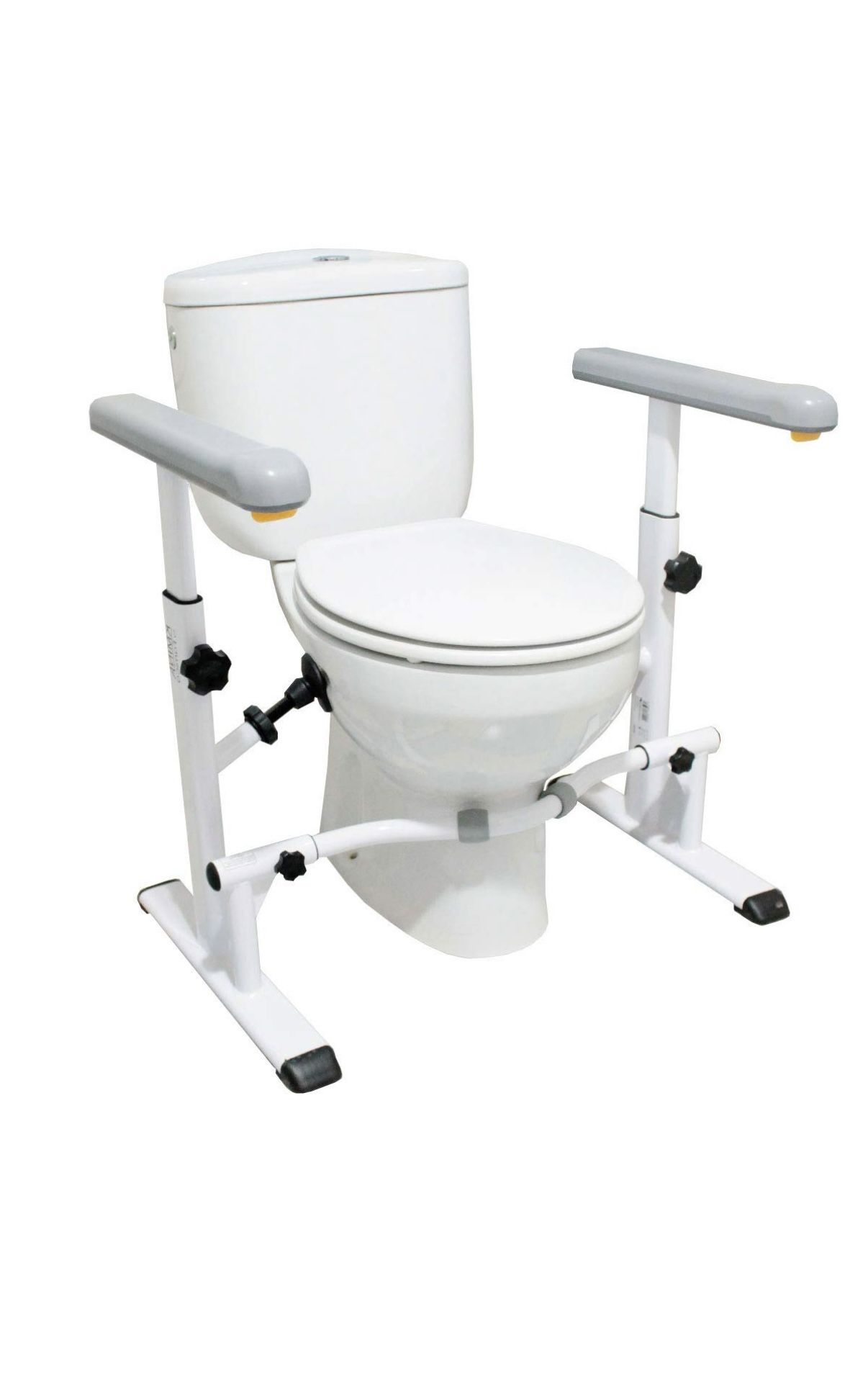 KMINA - Toilet Safety Rails for Seniors (330 lbs), Frame with Arms, Adjustable Height and Width, Grab Bars
