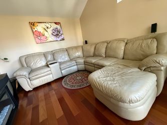 Tan Leather Sectional with 2 Recliners