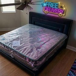 New KING Size Bed Frame With Mattress And Box Spring Set 3PCS FREE DELIVERY // CAMA completa nueva delivery gratis