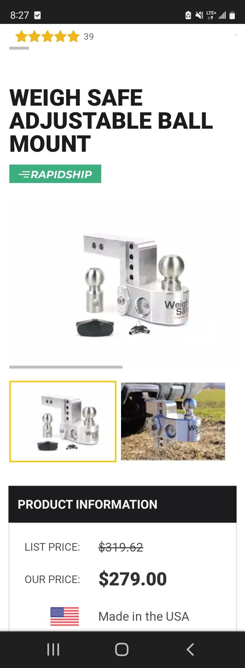 Weightsafe Adjustable Hitch