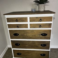 4 drawer white and stained Dresser