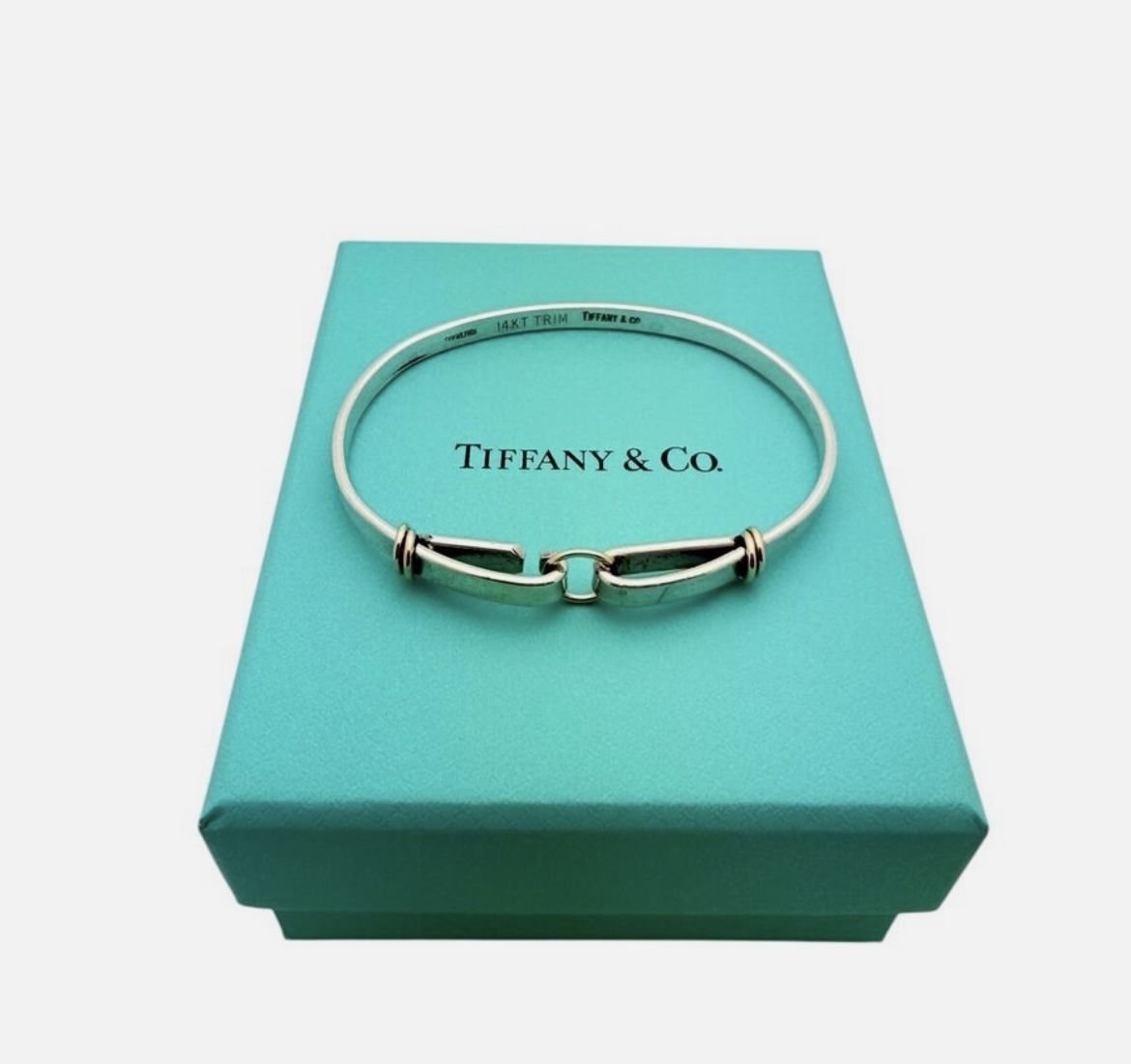 Tiffany & Co. Silver Bangle 14kt Gold Trim