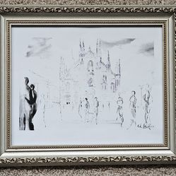 Ink Sketch Of Cathedral Milan Duomo In Silver 8x10 Frame