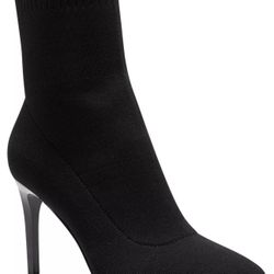 NEW IN BOX INC Womens Black Knit Sock Styling Vidalia Square Toe Stiletto Booties 