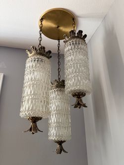 Vintage 3-Light Crystal Glass Chandelier