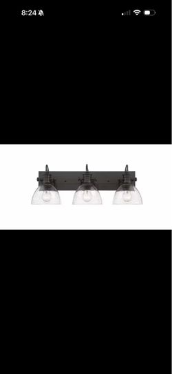 Golden Lighting Hines 3-Light Rubbed Bronze Bath Vanity with Seeded Glass