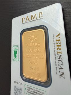 1 oz Gold Bar Suisse Lady Fortuna Veriscan PAMP easy to authenticate