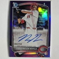 Mason Neville 2025 Bowman Draft 1st True Purple Refractor Auto! Reds
