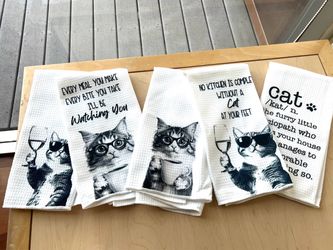 Funny Cat Kitchen Towels Set of 5