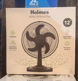 Holmes 12" Table Breeze Table Oscillating Fan Black