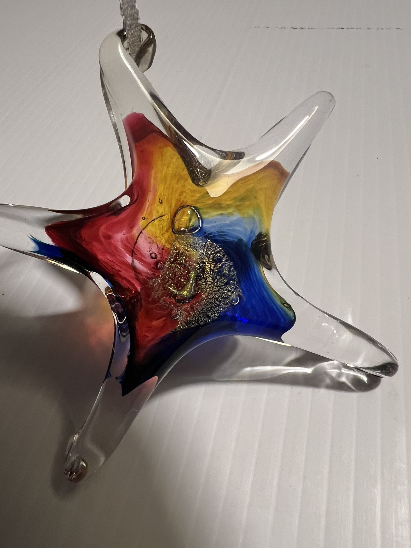 Handblown Glass Star Sun catcher By Luke Adams 3.5” Signed