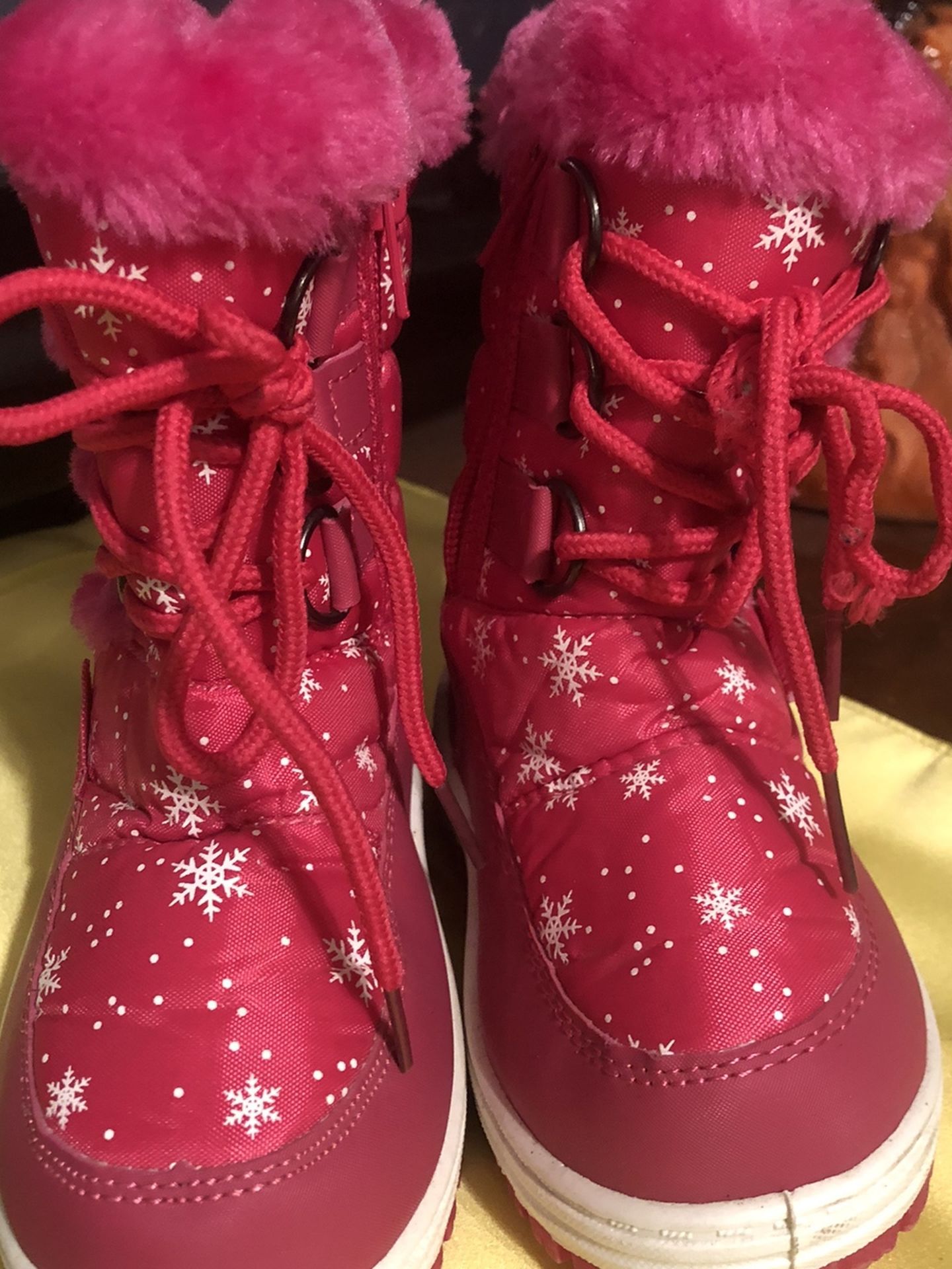 Fantiny Pink Toddler Girl Winter Snow Boots Sz 24 (8)