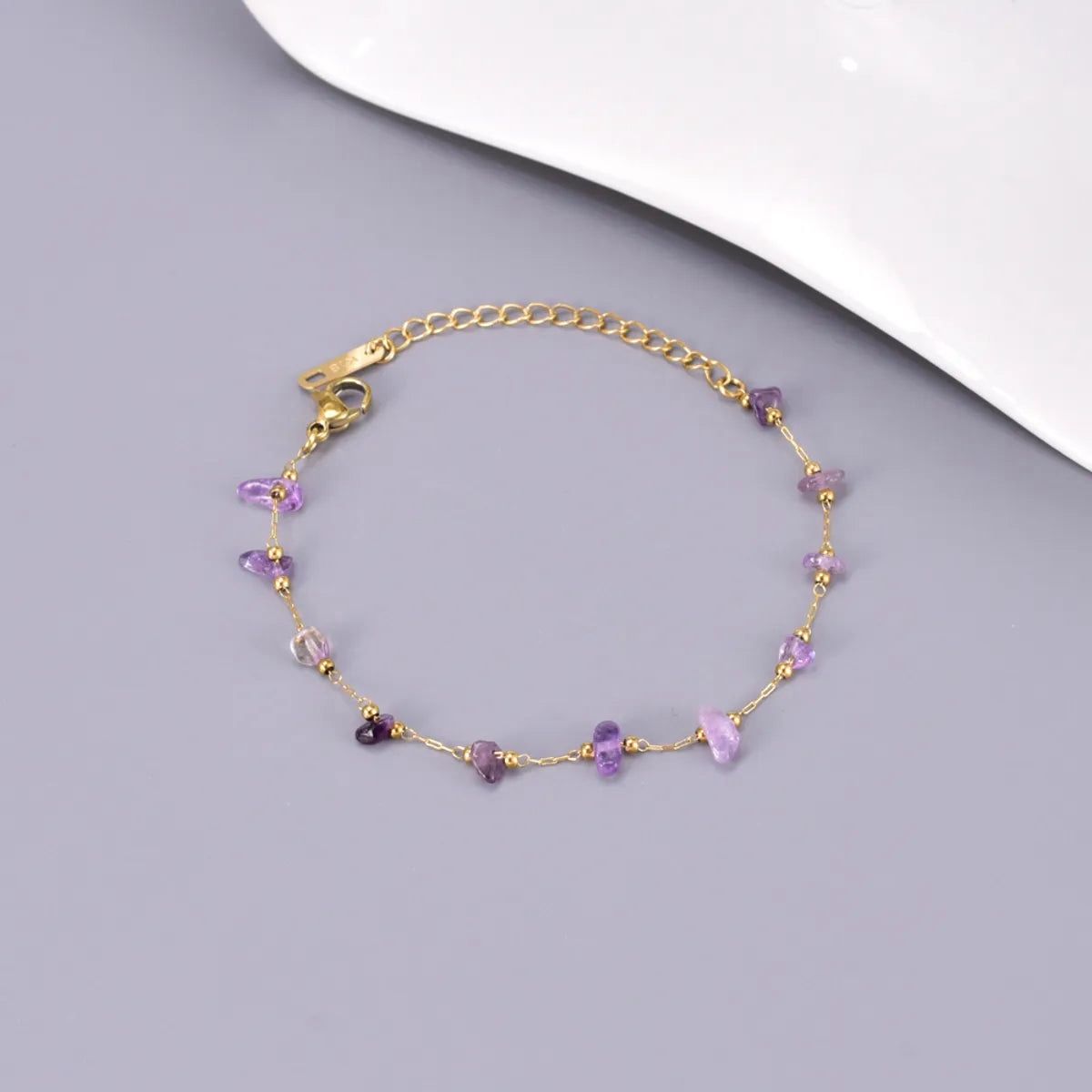 Jewelry Simple Style Solid Color 304 Stainless Steel Titanium Steel Artificial Crystal Plating Inlay Bracelets Anklet
