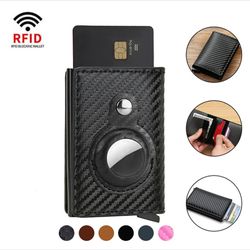 Rfid Credit Card Holder Wallet For AirTag Men Women Wallets Money Bags Leather Wallet For Apple 