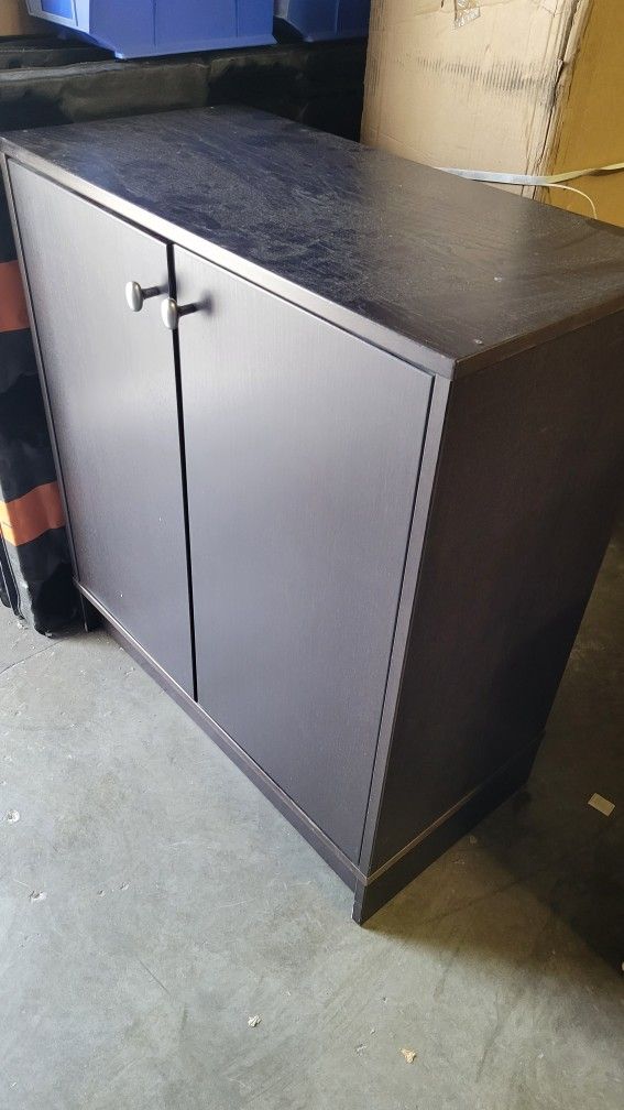 Ikea Effektiv Effectiv Blacl/brown Espresso 2 Door Wood Storage Cabinet Shelves Shelf Unit
