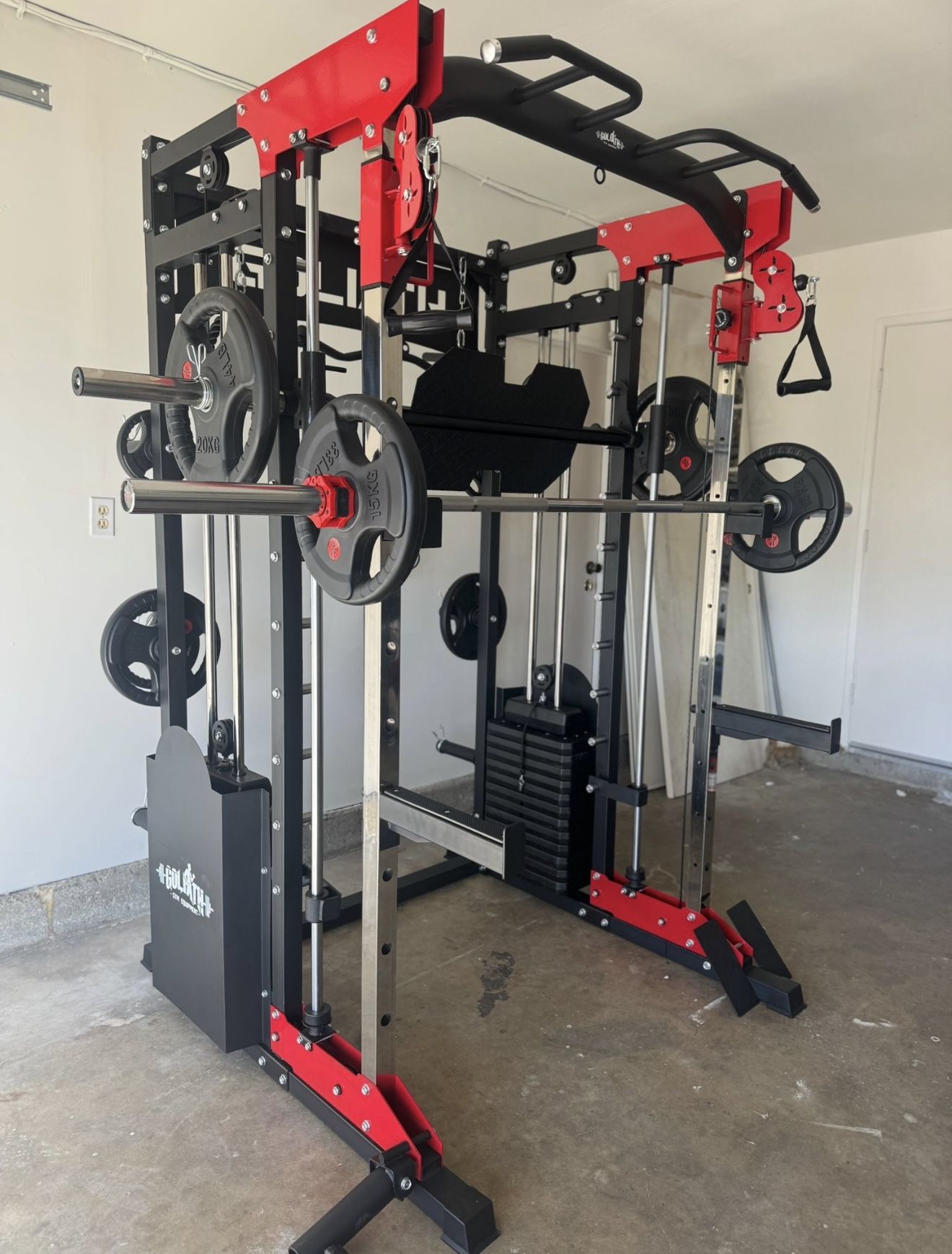 Smith Machine , Squat Rack , Bench Press , Leg Press , Pulley System Machine For Your Weights