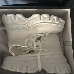 NEW WOMENS PLATFORM BOOTS WHITE