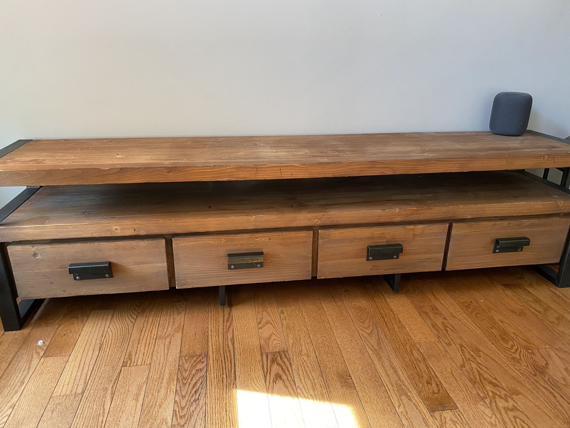 Industrial Media Console Metal Frame + 4 Storage Drawers