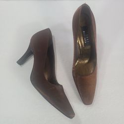 Stuart Weitzman Brown Satin Pointed Toe Heels Women Size 9