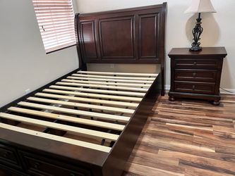 Queen Bed Frame & 2 Nightstands