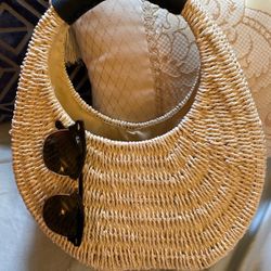 Woven basket handbag