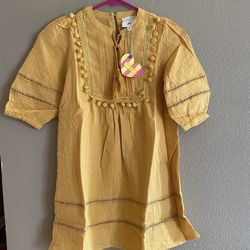 Hayden Girls Mustard Color Dress With Pom Pom Accent Size Medium 