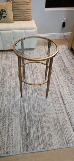 Round Glass Top Gold Metal Side Table