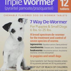 DURVET 12-Pack Triple Wormer Tablets for Puppies and Small Dogs 